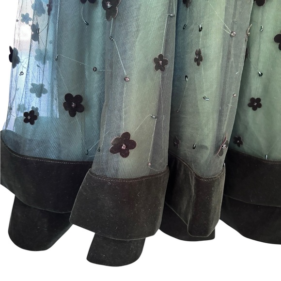 Mac Duggal Emerald Green 3D Floral Beaded Illusion Sleeve Cocktail Dress Size 10 - Picture 4 of 7